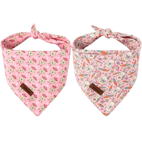 Babole Pet Hundehalstücher mit Ostermotiv, rosa Häschen und Küken, für Jungen und Mädchen, niedliches Urlaubs-Bandana für mittelgroße und große Hunde, 2 Stück Babole Pet Hundehalstücher mit Ostermotiv, rosa Häschen und Küken, für Jungen und Mädchen, niedliches Urlaubs-Bandana für mittelgroße und große Hunde, 2 Stück von Babole Pet