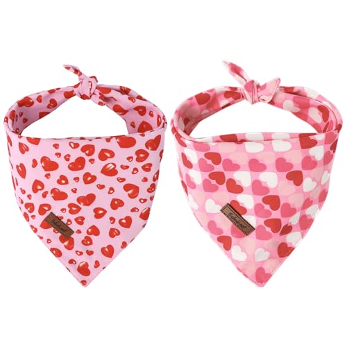 Babole Pet Hundehalstücher zum Valentinstag, 2 Stück, rosa und rotes Herzmuster, Valentinstags-Hundeschal, Lätzchen für Jungen und Mädchen, niedliches Urlaubstuch, Bandana für mittelgroße und große Babole Pet Hundehalstücher zum Valentinstag, 2 Stück, rosa und rotes Herzmuster, Valentinstags-Hundeschal, Lätzchen für Jungen und Mädchen, niedliches Urlaubstuch, Bandana für mittelgroße und große von Babole Pet