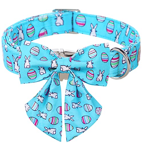 Babole Pet Hundeleine mit Krawatte Ostern Geschenk, Kaninchenei Männer Hundehalsband Sicherheit mit Metallschnalle Verstellbare Welpenhalsbänder für kleine mittelgroße Jungen und Mädchen Hunde, von Babole Pet