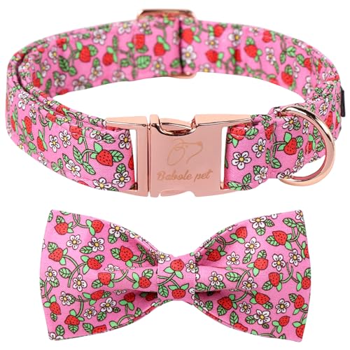 Babole Pet Niedliches Hundehalsband mit Fliege, Frühling Sommer Erdbeere Fliege Hundehalsband, langlebig, verstellbar, Baumwolle, Haustierhalsband für kleine, mittelgroße und große Hunde, L Babole Pet Niedliches Hundehalsband mit Fliege, Frühling Sommer Erdbeere Fliege Hundehalsband, langlebig, verstellbar, Baumwolle, Haustierhalsband für kleine, mittelgroße und große Hunde, L von Babole Pet
