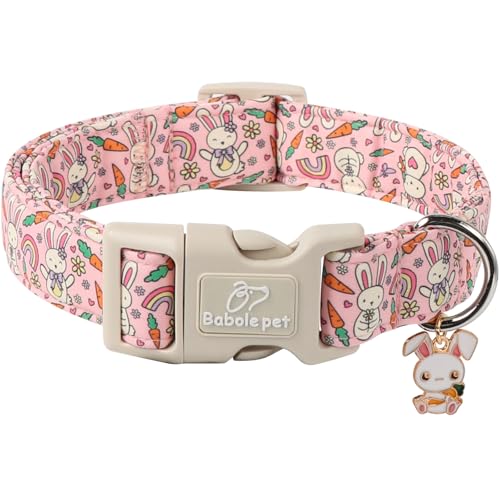 Babole Pet Oster-Hundehalsband für kleine Hunde – niedliches rosa Osterhasen-Hundehalsband, Jungen, Mädchen, Welpen, verstellbar, Schnellverschluss-Schnalle, Halsband mit kleinem Hasen-Anhänger, Größe Babole Pet Oster-Hundehalsband für kleine Hunde – niedliches rosa Osterhasen-Hundehalsband, Jungen, Mädchen, Welpen, verstellbar, Schnellverschluss-Schnalle, Halsband mit kleinem Hasen-Anhänger, Größe von Babole Pet