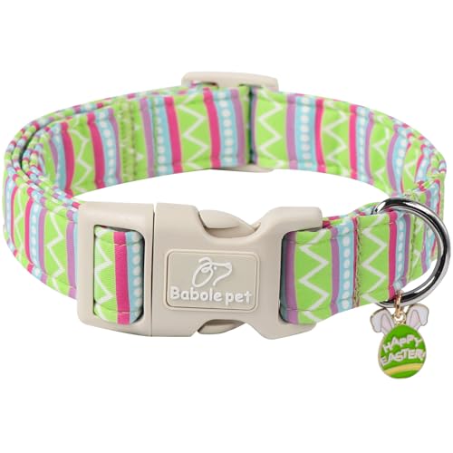 Babole Pet Oster-Hundehalsband für mittelgroße Hunde – niedliches Osterei-gestreiftes Hundehalsband, Jungen, Mädchen, Welpen, verstellbar, Schnellverschluss-Schnalle, Halsband mit Osterei-Charm, Größe Babole Pet Oster-Hundehalsband für mittelgroße Hunde – niedliches Osterei-gestreiftes Hundehalsband, Jungen, Mädchen, Welpen, verstellbar, Schnellverschluss-Schnalle, Halsband mit Osterei-Charm, Größe von Babole Pet