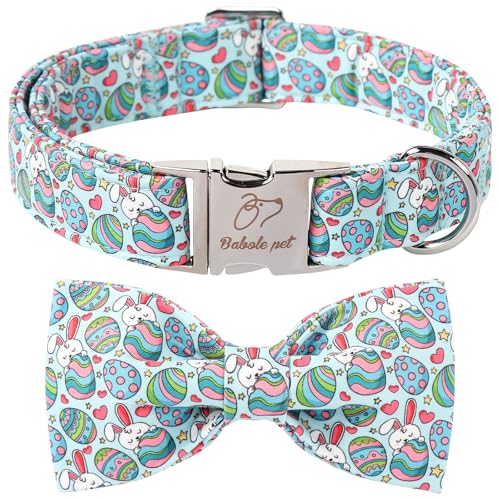 Babole Pet Oster-Hundehalsband mit Fliege, Ostereier-Fliege, Hundehalsband mit Sicherheits-Metallschnalle, niedliches Osterhasen-Halsband für mittelgroße und große Hunde, Größe L Babole Pet Oster-Hundehalsband mit Fliege, Ostereier-Fliege, Hundehalsband mit Sicherheits-Metallschnalle, niedliches Osterhasen-Halsband für mittelgroße und große Hunde, Größe L von Babole Pet