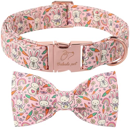 Babole Pet Oster-Hundehalsband mit Fliege – Rosa Osterhasen-Fliege, Hundehalsband, verstellbar, strapazierfähig, Frühlings-Oster-Hundehalsband für kleine, mittelgroße und große Hunde, Größe S Babole Pet Oster-Hundehalsband mit Fliege – Rosa Osterhasen-Fliege, Hundehalsband, verstellbar, strapazierfähig, Frühlings-Oster-Hundehalsband für kleine, mittelgroße und große Hunde, Größe S von Babole Pet