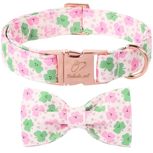 Babole Pet St. Patrick's Day Hundehalsband mit Fliege, Baumwolle, Rosa, Grün, Kleeblatt, Fliege, Hundehalsband, verstellbar, strapazierfähig, Urlaubs-Hundehalsband für kleine, mittelgroße und große Babole Pet St. Patrick's Day Hundehalsband mit Fliege, Baumwolle, Rosa, Grün, Kleeblatt, Fliege, Hundehalsband, verstellbar, strapazierfähig, Urlaubs-Hundehalsband für kleine, mittelgroße und große von Babole Pet