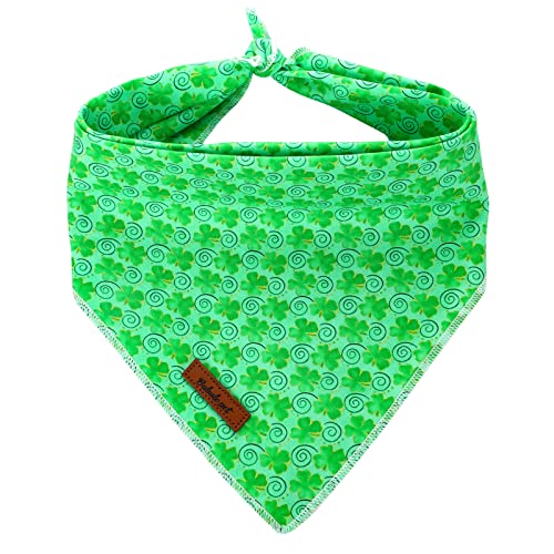 Babole Pet St. Patrick's Day Hundehalstuch, 1 Stück, grünes Kleeblatt, waschbar, quadratisch, Hundeschals für kleine, verstellbare Hunde, Latzschals für Mädchen und Jungen (L) von Babole Pet