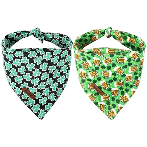 Babole Pet St. Patrick's Day Hundehalstücher, 2 Stück, grünes Bierklee und schwarzes Kleeblatt-Muster, St. Patricks, Hunde-Schal, Lätzchen für Jungen und Mädchen, niedliches Urlaubstuch, Bandana für Babole Pet St. Patrick's Day Hundehalstücher, 2 Stück, grünes Bierklee und schwarzes Kleeblatt-Muster, St. Patricks, Hunde-Schal, Lätzchen für Jungen und Mädchen, niedliches Urlaubstuch, Bandana für von Babole Pet