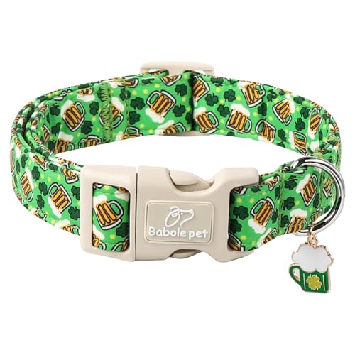 Babole Pet St. Patricks Day Hundehalsband für große Hunde, niedliches irisches Kleeblatt, Bier-Hundehalsband, Jungen, Mädchen, Welpen, verstellbar, Schnellverschluss-Schnalle, Halsband mit grünem Babole Pet St. Patricks Day Hundehalsband für große Hunde, niedliches irisches Kleeblatt, Bier-Hundehalsband, Jungen, Mädchen, Welpen, verstellbar, Schnellverschluss-Schnalle, Halsband mit grünem von Babole Pet