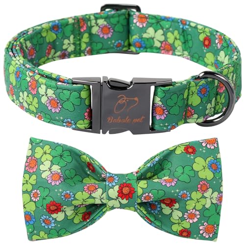 Babole Pet St. Patricks Day Hundehalsband mit Fliege, grünes Kleeblatt, Fliege und Metallschnalle, verstellbares Kleeblatt-Halsband für Mädchen und Jungen, Größe L Babole Pet St. Patricks Day Hundehalsband mit Fliege, grünes Kleeblatt, Fliege und Metallschnalle, verstellbares Kleeblatt-Halsband für Mädchen und Jungen, Größe L von Babole Pet