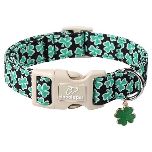 Babole Pet St. Patricks Day Kleeblatt-Hundehalsband, verstellbares süßes Trefoil Hundehalsband mit Schnellverschluss-Schnalle aus Kunststoff für Mädchen und Jungen, Größe S Babole Pet St. Patricks Day Kleeblatt-Hundehalsband, verstellbares süßes Trefoil Hundehalsband mit Schnellverschluss-Schnalle aus Kunststoff für Mädchen und Jungen, Größe S von Babole Pet