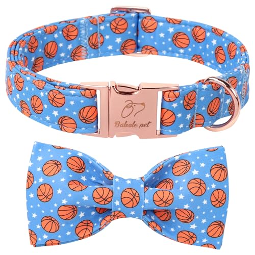 Babole Pet Süßes Hundehalsband mit Fliege – verstellbares blaues Basketball-Halsband mit Fliege, Frühling-Sommer, atmungsaktiv, Komfort, Hundehalsband für kleine, mittelgroße und große Hunde, Größe XL Babole Pet Süßes Hundehalsband mit Fliege – verstellbares blaues Basketball-Halsband mit Fliege, Frühling-Sommer, atmungsaktiv, Komfort, Hundehalsband für kleine, mittelgroße und große Hunde, Größe XL von Babole Pet