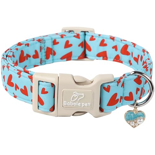 Babole Pet Valentines Hundehalsband für große Hunde – niedliches hellblaues Valentinstags-Hundehalsband, Jungen, Mädchen, Welpen, verstellbar, Schnellverschluss-Schnalle, Halsband mit kleinem Babole Pet Valentines Hundehalsband für große Hunde – niedliches hellblaues Valentinstags-Hundehalsband, Jungen, Mädchen, Welpen, verstellbar, Schnellverschluss-Schnalle, Halsband mit kleinem von Babole Pet
