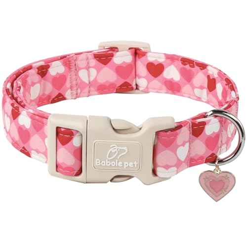Babole Pet Valentines Hundehalsband für große Hunde – niedliches rosa Valentinstags-Hundehalsband, Jungen, Mädchen, Welpen, verstellbar, Schnellverschluss-Schnalle, Halsband mit kleinem Herzanhänger Babole Pet Valentines Hundehalsband für große Hunde – niedliches rosa Valentinstags-Hundehalsband, Jungen, Mädchen, Welpen, verstellbar, Schnellverschluss-Schnalle, Halsband mit kleinem Herzanhänger von Babole Pet