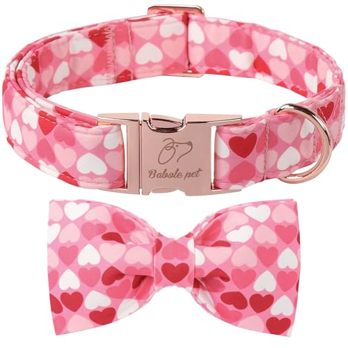 Babole Pet Valentinstags-Hundehalsband mit Fliege – Herzmuster, rosa Fliege, Hundehalsband, verstellbar, strapazierfähig, Valentinstags-Hundehalsband für kleine, mittelgroße und große Hunde, Größe L Babole Pet Valentinstags-Hundehalsband mit Fliege – Herzmuster, rosa Fliege, Hundehalsband, verstellbar, strapazierfähig, Valentinstags-Hundehalsband für kleine, mittelgroße und große Hunde, Größe L von Babole Pet
