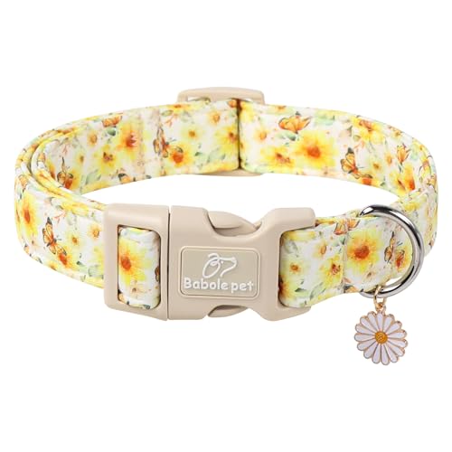 Babole Pet Verstellbares Hundehalsband mit Blumenmuster, gelbe Sonnenblume und Schmetterling, für Welpen und kleine Hunde, leicht, Schnellverschluss-Schnalle, Halsband für Jungen und Mädchen, Größe XS Babole Pet Verstellbares Hundehalsband mit Blumenmuster, gelbe Sonnenblume und Schmetterling, für Welpen und kleine Hunde, leicht, Schnellverschluss-Schnalle, Halsband für Jungen und Mädchen, Größe XS von Babole Pet