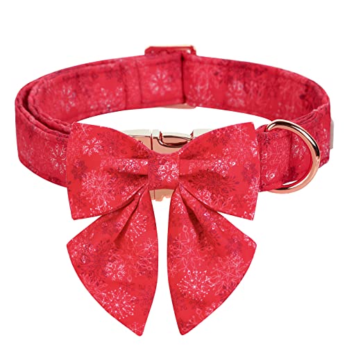 Babole Pet Weihnachts-Hundehalsband, Krawatte, rote Schneeflocken-Hundehalsband mit Sicherheits-Metallschnalle, verstellbare Welpenhalsbänder für kleine, Halsumfang 40.6 cm,61 cm von Babole Pet