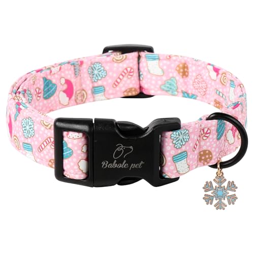 Babole süßes rosa Weihnachts-Hundehalsband – Schneeflockenmuster, verstellbares Winter-Festivalhalsband – Schnellverschluss-Schnalle – XS Babole süßes rosa Weihnachts-Hundehalsband – Schneeflockenmuster, verstellbares Winter-Festivalhalsband – Schnellverschluss-Schnalle – XS von Babole Pet