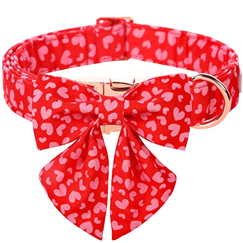 Premium Valentinstag Hundehalsband Krawatte Babole Haustier Rosa Rot Liebe Rüden Hundehalsband mit Sicherheits-Metallschnalle, verstellbare Welpenhalsbänder für kleine, L-Halsumfang 40.6 cm,61 cm von Babole Pet