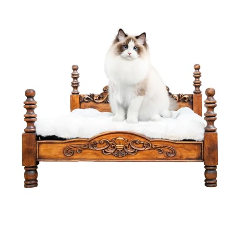 Baby beast Welpenbett und Kätzchen mit Anti-Rutsch-Pad an der Unterseite, Katzen- und Hundebett, 63 x 55 cm, Retro-Stil, Holz, Weiß Baby beast Welpenbett und Kätzchen mit Anti-Rutsch-Pad an der Unterseite, Katzen- und Hundebett, 63 x 55 cm, Retro-Stil, Holz, Weiß von Baby beast