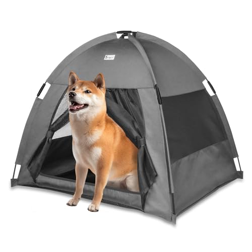 Babyezz Hunde/Katzenzeltbett, Wasserdichtes Tipi Zelt,Atmungsaktives,Waschbares Hundehaus Für Drinnen Und Draußen,Tragbares Hundehöhle/Katzen Höhle,Für Kätzchen,Welpen (Grau, L) von Babyezz