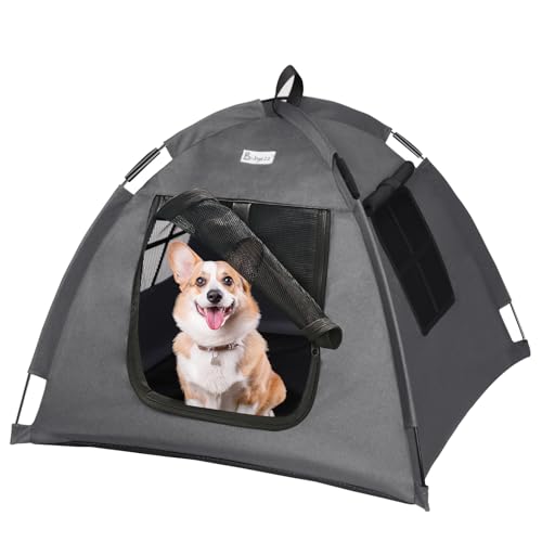 Babyezz Hunde/Katzenzeltbett, Wasserdichtes Tipi Zelt,Atmungsaktives,Waschbares Hundehaus Für Drinnen Und Draußen,Tragbares Hundehöhle/Katzen Höhle,Für Kätzchen,Welpen (Grau, S) von Babyezz