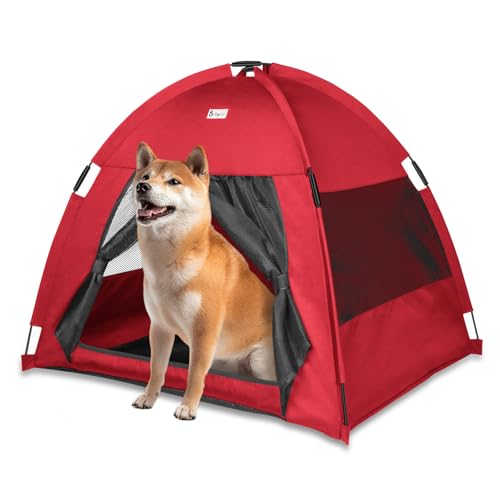 Babyezz Hunde/Katzenzeltbett, Wasserdichtes Tipi Zelt,Atmungsaktives,Waschbares Hundehaus Für Drinnen Und Draußen,Tragbares Hundehöhle/Katzen Höhle,Für Kätzchen,Welpen (Rot, L) von Babyezz