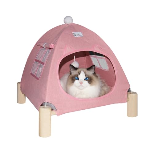 Babyezz Hunde-/Katzenzelt, Tipi-Haus, Katzen-Hängemattenbett, abnehmbares, tragbares Haustierzelt, geeignet für Kätzchen, Welpen, Häschen und Kleintiere (rosa Zelt) von Babyezz
