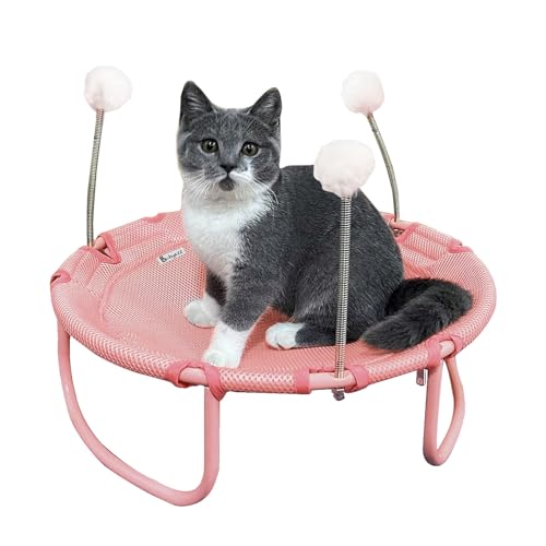 Hängematte für Katzen- und Hunde, bequem und atmungsaktiv, erhöhtes Katzenbett, abnehmbares, tragbares Haustierbett für drinnen und draußen, geeignet für Katzen und kleine Hunde (rosa) von Babyezz