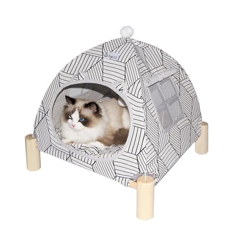 Katzen- und Hundehängematte, Haustier-Tipi-Haus, abnehmbar, tragbar, für drinnen und draußen, geeignet für Katzen und kleine Hunde (weißes Diamant-Tipi-Haus) von Babyezz