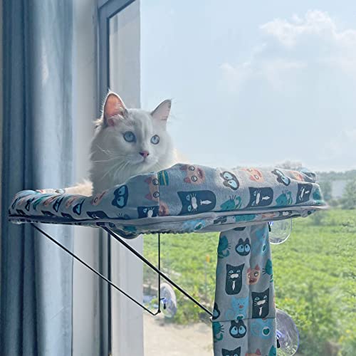 Katzenhängematte Fenstersitz für Indoor-Katzen, untere Unterstützung, Sicherheits-Eisen, Katzenfenster-Sitzstange, Katze genießt 360 ° Sonnenbaden auf dem Fenster Hängematte (buntes Kätzchen) von Babyezz