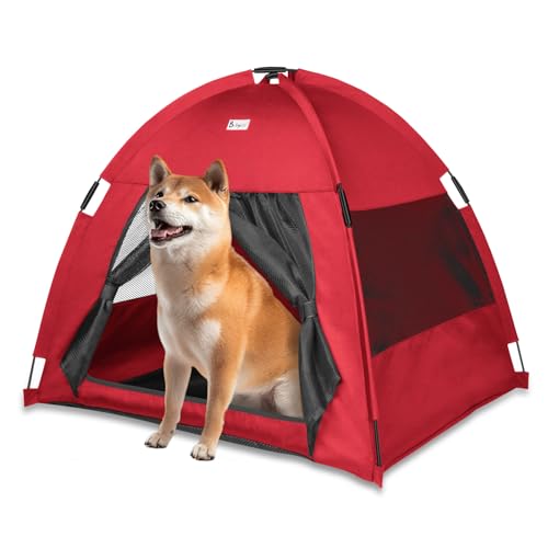 Katzenzelt Outdoor/Indoor, Katze und Hund Wasserdichtes Zelthaus, Outdoor Hundebett Waschbar, Indoor/Outdoor Höhle Nest Bett Kleines Hundezelt für Katze, Häschen und Kleintier (Rot, L) von Babyezz