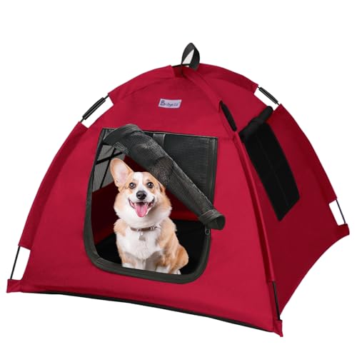 Katzenzelt Outdoor/Indoor, Katze und Hund Wasserdichtes Zelthaus, Outdoor Hundebett Waschbar, Indoor/Outdoor Höhle Nest Bett Kleines Hundezelt für Katze, Häschen und Kleintier (Rot, S) von Babyezz