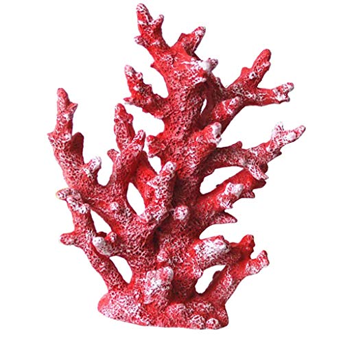 Backbayia Aquarium-Dekoration, Korallenform, Kunstharz, Dekoration für Fischtank, Korallenrot von Backbayia