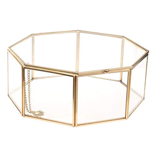 Backbayia Schmuckkasten aus Glas, achteckig, transparent, Schmuckkasten aus Glas, zur Aufbewahrung von Zubehör Backbayia Schmuckkasten aus Glas, achteckig, transparent, Schmuckkasten aus Glas, zur Aufbewahrung von Zubehör von Backbayia