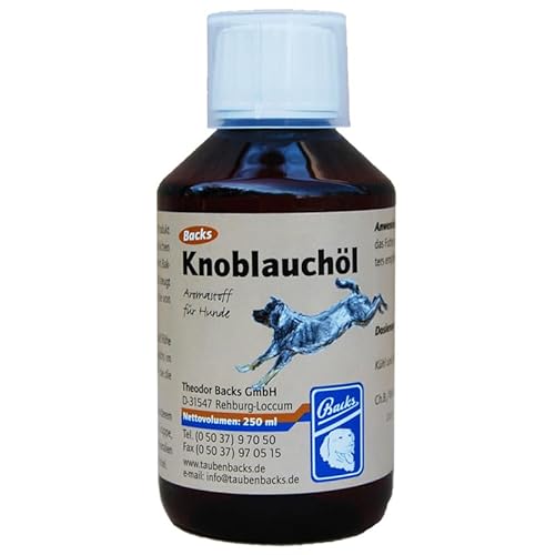 Backs Knoblauchöl | 250 ml | Aromastoff für Hunde | Zur Unterstützung bei Zecken und anderen Parasiten | Knoblauch enthält B-Vitamine, Allicin, Proteine und Aminosäuren von Backs