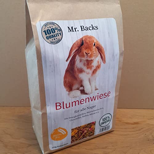 Mr Backs Blumenwiese für Kaninchen und Nager - 250 g - Kräuter und Blütenmischung für Kleintiere von Backs
