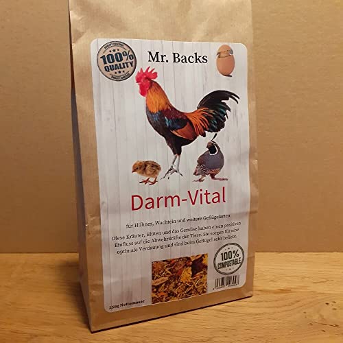 Mr Backs Darm-Vital für Geflügel - 250 g - Eine Mischung aus Kräutern und Gemüse für eine gesunde Darmflora bei Hühnern, Wachteln und Geflügel von Backs