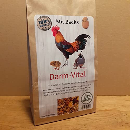 Mr Backs Darm-Vital für Geflügel - 250 g - Eine Mischung aus Kräutern und Gemüse für eine gesunde Darmflora bei Hühnern, Wachteln und Geflügel Mr Backs Darm-Vital für Geflügel - 250 g - Eine Mischung aus Kräutern und Gemüse für eine gesunde Darmflora bei Hühnern, Wachteln und Geflügel von Backs