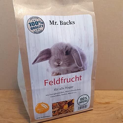 Mr Backs Feldfrucht für Kaninchen und Nager - 250 g - Kräuter und Blütenmischung für Kleintiere von Backs