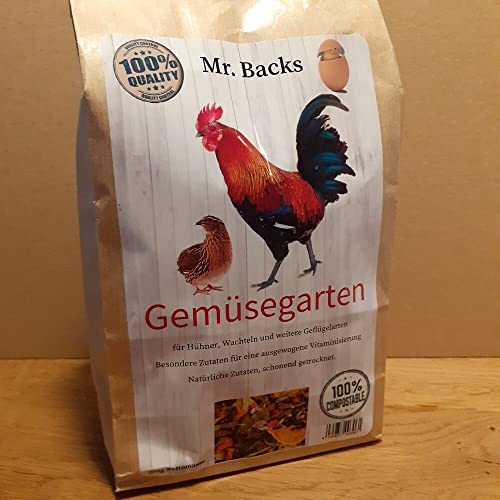 Mr Backs Gemüsegarten für Geflügel - 250 g - Eine Mischung aus Kräutern und Gemüse mit hohem Rohfaseranteil bei Hühnern, Wachteln und Geflügel von Backs