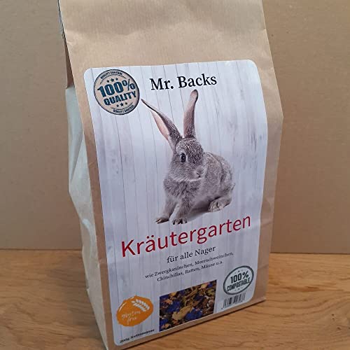 Mr Backs Kräutergarten für Kaninchen und Nager - 200 g - Kräuter und Blütenmischung für Kleintiere von Backs
