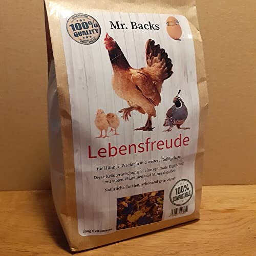 Mr Backs Lebensfreude für Geflügel - 200 g - Eine Mischung aus Kräutern und Blüten für mehr Vitalität bei Hühnern, Wachteln und Geflügel von Backs