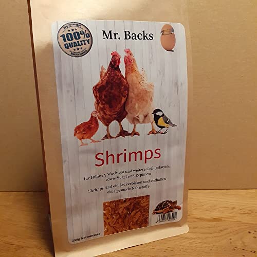 Mr Backs Shrimps für Geflügel Schildkröten und Wildtiere - 250 g - Getrocknete Shrimps für Tiere von Backs