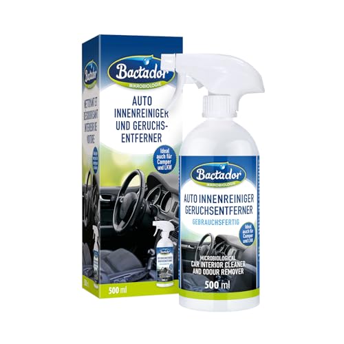 Bactador Auto Innenreiniger und Geruchsentferner Spray 500 ml - Mikrobiologischer Auto Innenraum Reiniger & Geruchsentferner - Zuverlässig bei Haustiergerüchen - Natürlich & materialschonend von Bactador