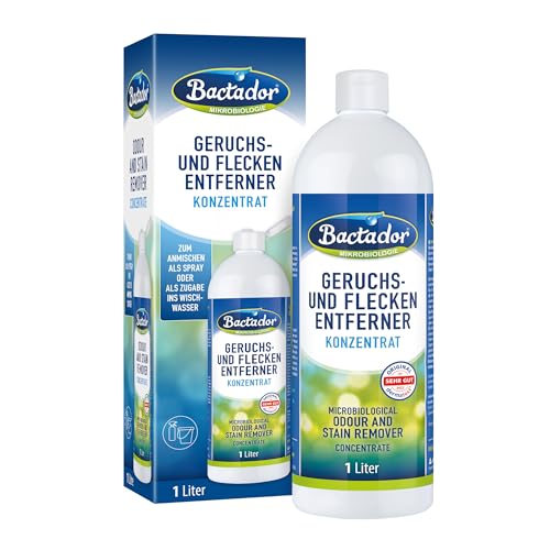 Bactador Enzymreiniger - Geruchsentferner & Fleckenentferner Konzentrat 1L - Mikrobiologischer Geruchsneutralisierer - Porentiefe Reinigung in Haushalt und Tierhaltung - Hundeurin/Katzenurin Entferner von Bactador