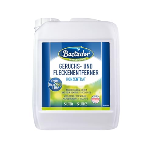 Bactador Enzymreiniger - Geruchsentferner & Fleckenentferner Konzentrat 5L - Mikrobiologischer Geruchsneutralisierer - Porentiefe Reinigung in Haushalt und Tierhaltung - von Bactador