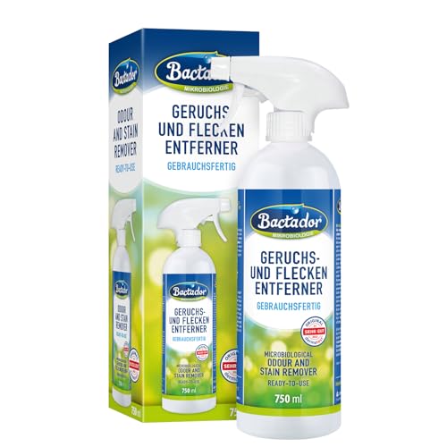 Bactador Enzymreiniger - Geruchsentferner & Fleckenentferner Spray 750ml - Mikrobiologischer Geruchsneutralisierer - Porentiefe Reinigung in Haushalt und Tierhaltung - Hundeurin/Katzenurin Entferner von Bactador