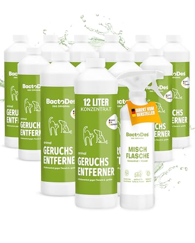 BactoDes - Animal Geruchsneutralisierer 12L Konzentrat mit Spray-Mischflasche - Starker Enzymreiniger Katzenurin, Hundeurin & Tiergerüche - Effektiver Geruchsentferner mit Bio Mikroben-Wirkung BactoDes - Animal Geruchsneutralisierer 12L Konzentrat mit Spray-Mischflasche - Starker Enzymreiniger Katzenurin, Hundeurin & Tiergerüche - Effektiver Geruchsentferner mit Bio Mikroben-Wirkung von BactoDes
