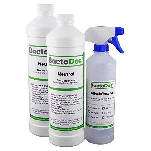 BactoDes Neutral Geruchsneutralisierer, Geruchsentferner, Geruchskiller Reiniger, Urin, Katzenurin, 2 x 1 Liter Spray von BactoDes