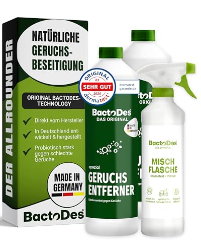 BactoDes - Spezial Geruchsneutralisierer 2L Konzentrat mit Spray-Mischflasche - Universal Enzymreiniger mit bio Mikroben-Wirkung - Effektiver Geruchsentferner für sämtliche unangenehme Gerüche BactoDes - Spezial Geruchsneutralisierer 2L Konzentrat mit Spray-Mischflasche - Universal Enzymreiniger mit bio Mikroben-Wirkung - Effektiver Geruchsentferner für sämtliche unangenehme Gerüche von BactoDes